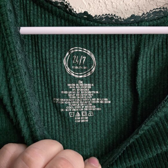 Maurices 24/7 3x Hunter Green LS Shirt - Picture 2 of 3